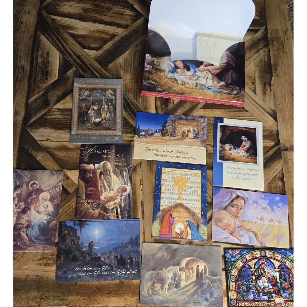 Leanin' Tree The Christmas Story Boxed Christmas Cards 20 Cards 22 Envelopes KJV